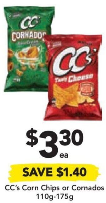 Drakes CC's Corn Chips or Cornados 110g-175g offer