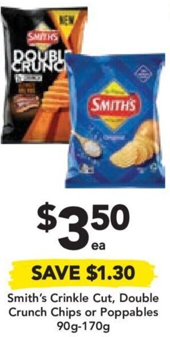 Drakes Smith's Crinkle Cut, Double Crunch Chips or Poppables 90g-170g offer
