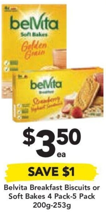Drakes Belvita Breakfast Biscuits or Soft Bakes 4 Pack-5 Pack 200g-253g offer