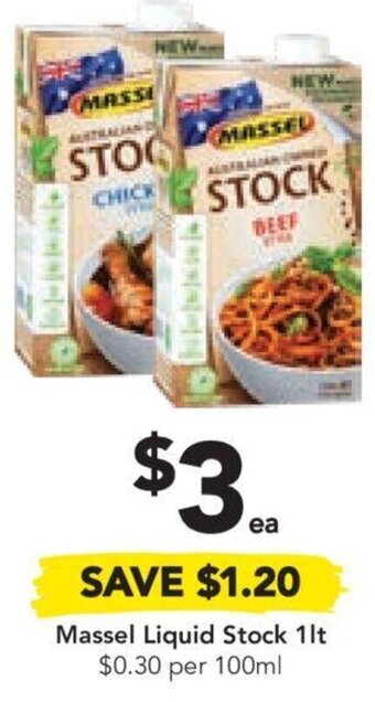 Drakes Massel Liquid Stock 1lt $0.30 per 100ml offer