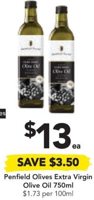 Drakes Penfield Olives Extra Virgin Olive Oil 750ml $1.73 per 100ml offer