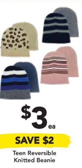 Teen Reversible Knitted Beanie