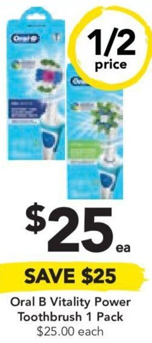 Drakes Oral B Vitality Power Toothbrush 1 Pack $25.00 each offer