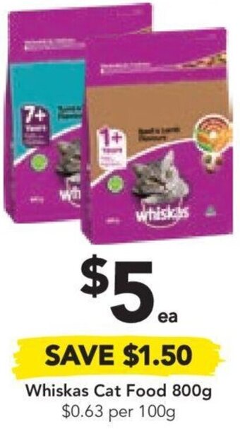 Drakes Whiskas Cat Food 800g $0.63 per 100g offer