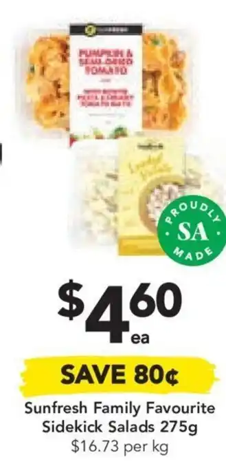 Drakes Sunfresh Family Favourite Sidekick Salads 275g $16.73 per kg offer