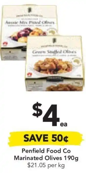 Drakes Penfield Food Co Marinated Olives 190g $21.05 per kg offer