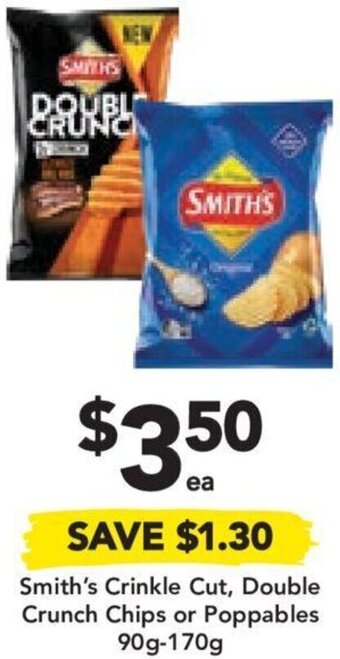 Drakes Smith's Crinkle Cut, Double Crunch Chips or Poppables 90g-170g offer