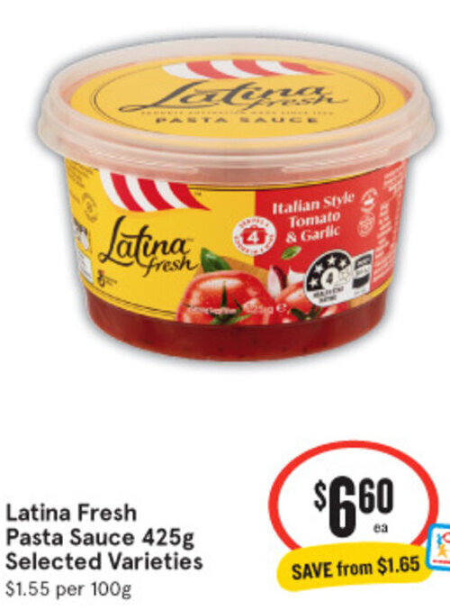 Latina Fresh Pasta Sauce 425g offer at IGA