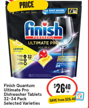 IGA Finish Quantum Ultimate Pro Dishwasher Tablets 32-34 Pack Selected Varieties offer
