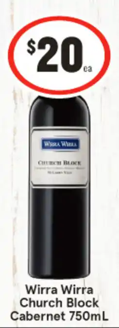 IGA Wirra Wirra Church Block Cabernet 750mL offer