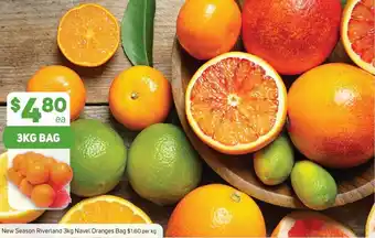 Foodland New Season Riverland 3kg Navel Oranges Bag $1.60 per kg offer