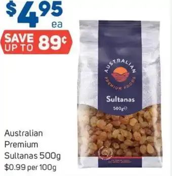 Foodland Australian Premium Sultanas 500g $0.99 per 100g offer