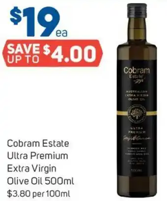 Foodland Cobram Estate Ultra Premium Extra Virgin Olive Oil 500ml $3.80 per 100ml offer
