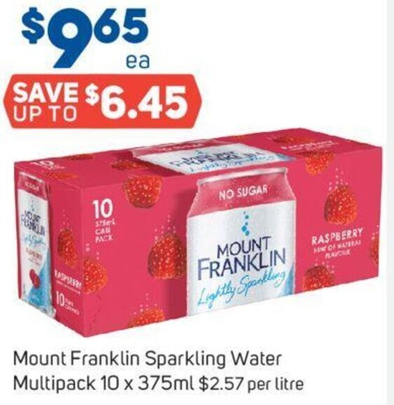 Mount Franklin Sparkling Water Multipack 10 x 375ml 2.57 per litre