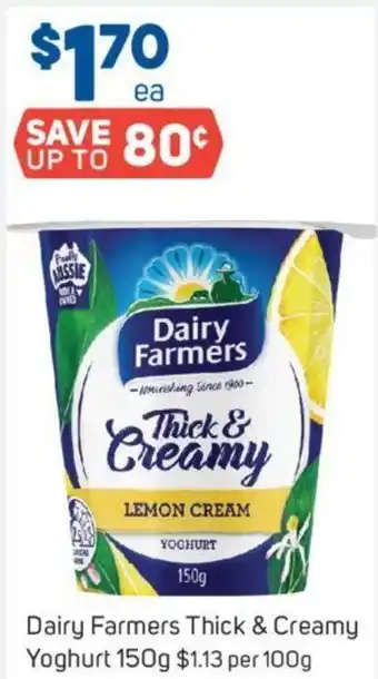 Foodland Dairy Farmers Thick & Creamy Yoghurt 150g $1.13 per 100g offer