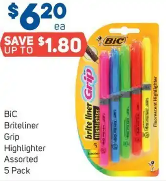 Foodland BIC Briteliner Grip Highlighter Assorted 5 Pack offer
