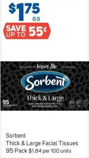 Foodland Sorbent Thick & Large & Large Facial Tissues 95 Pack offer