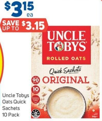 Foodland Uncle Tobys Oats Quick Sachets 10 Pack offer