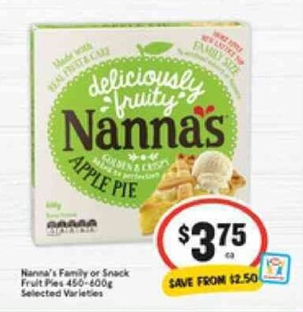 IGA Nanna's Family or Snack Fruit Pies 450-600g offer