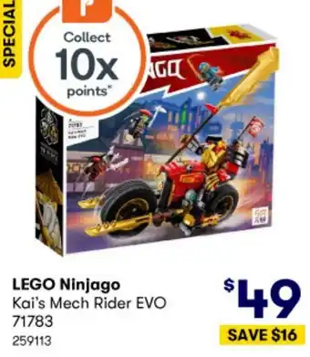 BIG W LEGO Ninjago Kai's Mech Rider EVO 71783 259113 offer