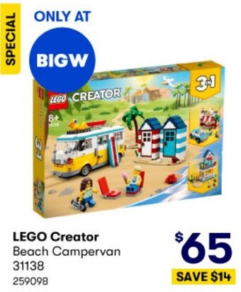 BIG W LEGO Creator Beach Campervan 31138 offer