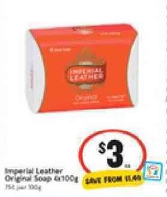 IGA Imperial Leather Original Soap 4x100g offer