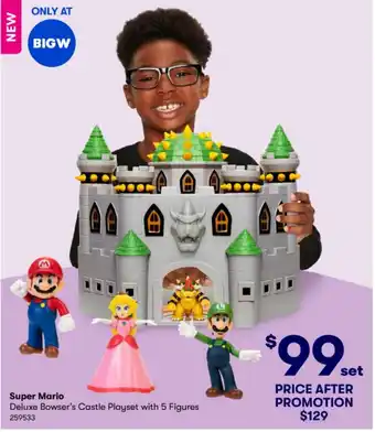 BIG W Super Mario Deluxe Bowser's Castle Playset with 5 Figures 259533 offer