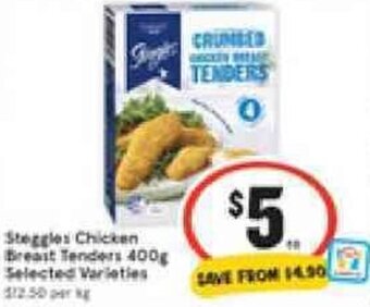 IGA Steggles Chicken Breast Tenders 400g offer