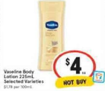 IGA Vaseline Body Lotion 225ml offer