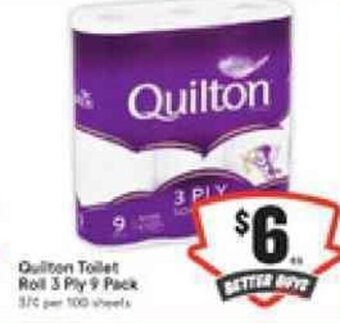 IGA Quilton Toilet Roll 3 Ply 9 Pack offer