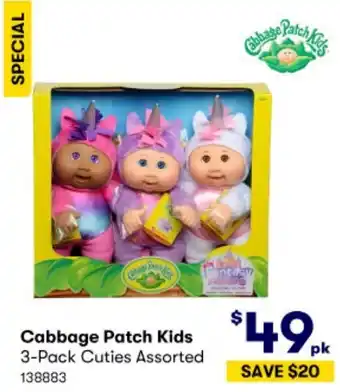 BIG W Cabbage Patch Kids 3-Pack Cuties Assorted 138883 offer