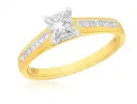 Grahams Jewellers 18ct Yellow Gold & White Gold Monica Ring with 0.75 Carats of Certified Diamonds offer