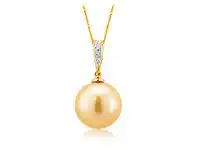 Grahams Jewellers Bella 9ct Yellow Gold Cream Golden Pearl Pendant with 45cm Chain offer
