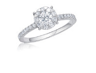 Grahams Jewellers Memoire 18ct White Gold 0.70 Carat Diamond Bouquet Halo Solitaire Ring offer