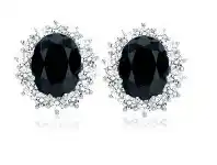 Grahams Jewellers 9ct Yellow Gold 7x5mm Oval Cut Natural Sapphire and 0.42 Carat Diamond Stud Earrings offer