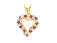 Grahams Jewellers 9ct Natural Ruby and Diamond Heart Pendant offer