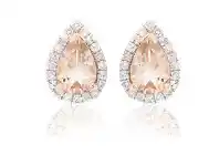Grahams Jewellers Morganite Pear & Diamond Studs in 9ct White Gold offer
