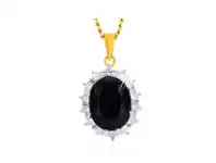 Grahams Jewellers Princess Kate 9ct 2.30 Carat Natural Sapphire & 1/2 Carat Diamond Pendant offer