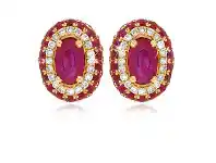 Grahams Jewellers 9ct Yellow Gold Natural Ruby & Diamond Studs offer
