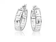 Grahams Jewellers Sterling Silver Hoop Greek Key Earrings offer