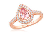 Grahams Jewellers Sterling Silver and Rose Plated Zirconia Pear Ring No Resize offer