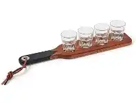 Novelty Items Acacia Wood Paddle Board & Shot Glasses
