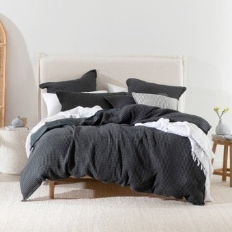 Pillow Talk Chunky waffle charcoal quilt cover set by m.u.s.e. offer
