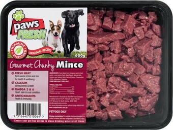 IGA Paws Fresh Dog Food Gourmet Chunky Mince 600g offer