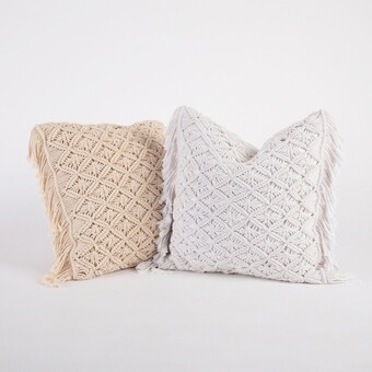 Pillow Talk Macrame square cushion by habitat offer
