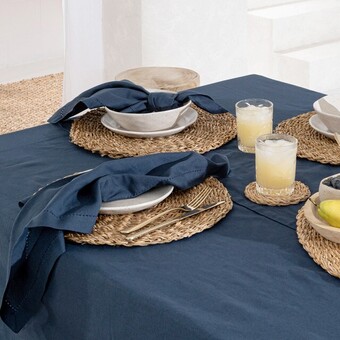 Pillow Talk Pelham navy cotton table linen range by habitat offer