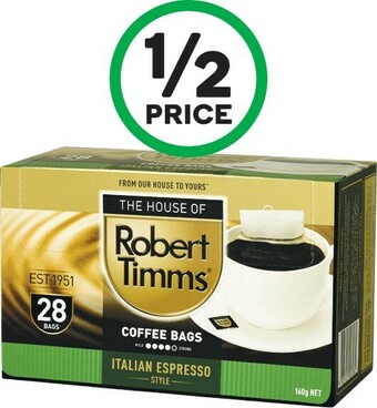 Woolworths Robert Timms Coffee Bags Pk 28 offer