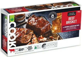Woolworths Woolworths COOK Slow Cooked Beef Brisket in a Bourbon Flavoured BBQ Sauce 700g offer
