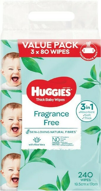 Woolworths Huggies Baby Wipes Pk 3 x 80 offer