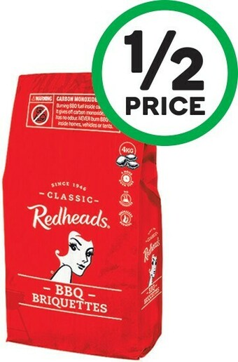 Woolworths Redheads BBQ Briquettes 4 kg offer